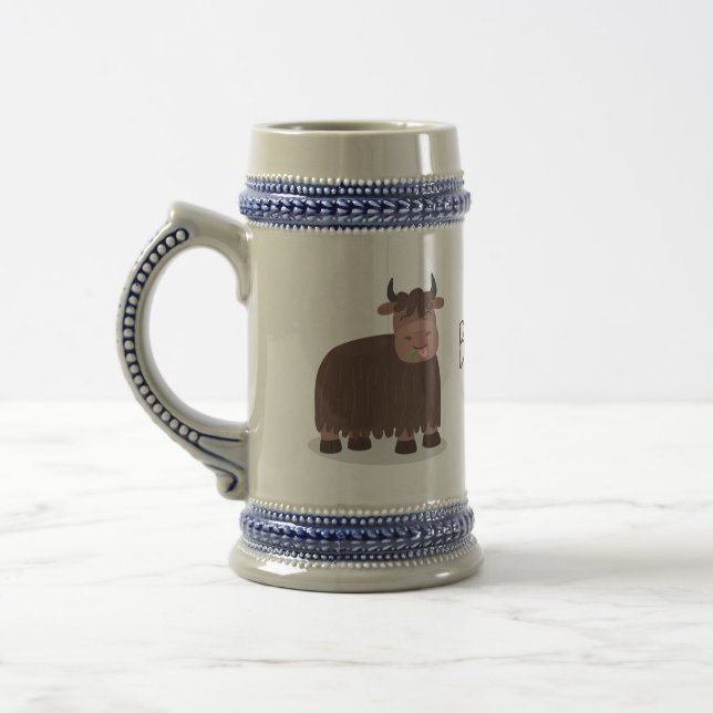 Funny happy yak aß gras Cartoon Illustration Bierglas (Links)