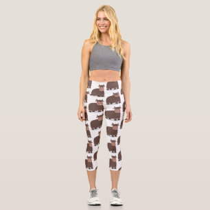 Funny happy yak aß gras Cartoon Illustration Capri Leggings