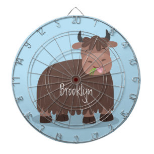 Funny happy yak aß gras Cartoon Illustration Dartscheibe