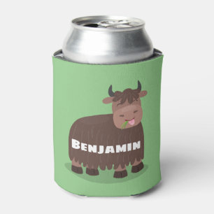Funny happy yak aß gras Cartoon Illustration Dosenkühler