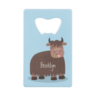 Funny happy yak aß gras Cartoon Illustration Geldbeutel Flaschenöffner