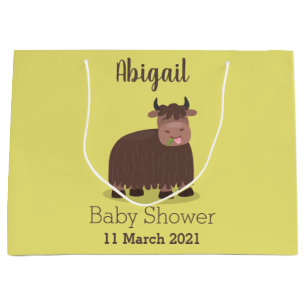 Funny happy yak aß gras Cartoon Illustration Große Geschenktüte