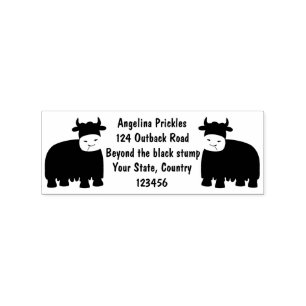 Funny happy yak aß gras Cartoon Illustration Gummistempel