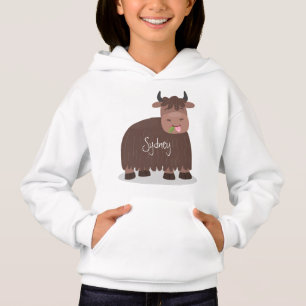 Funny happy yak aß gras Cartoon Illustration Hoodie