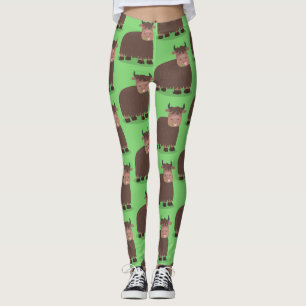 Funny happy yak aß gras Cartoon Illustration Leggings