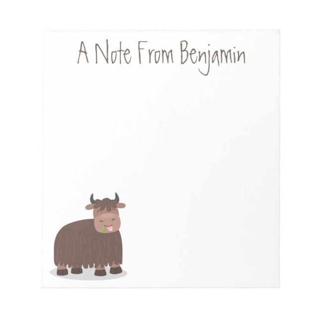 Funny happy yak aß gras Cartoon Illustration Notizblock (Vorderseite)
