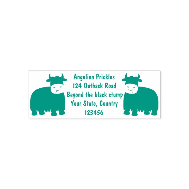 Funny happy yak aß gras Cartoon Illustration Permastempel (Design)