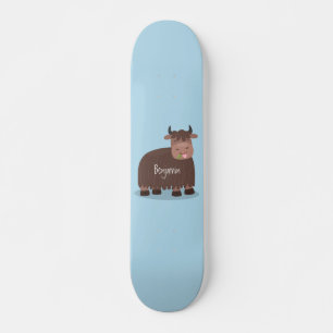 Funny happy yak aß gras Cartoon Illustration Skateboard