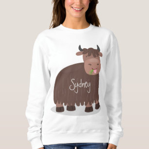 Funny happy yak aß gras Cartoon Illustration Sweatshirt