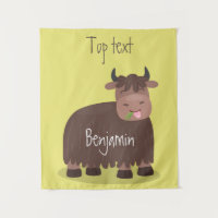 Funny happy yak aß gras Cartoon Illustration