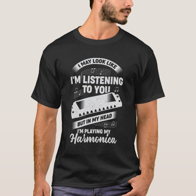 Funny Harmonica Player Musician Geschenk T-Shirt (Vorderseite)