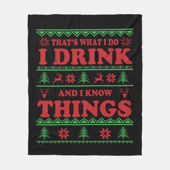 Funny hässlich Weihnachten Pullover Whisky Redewen Fleecedecke (Vorderseite)