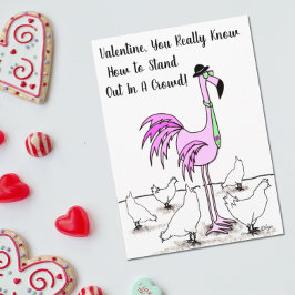 Funny Hat & Krawatte Flamingo für seine Valentines Karte