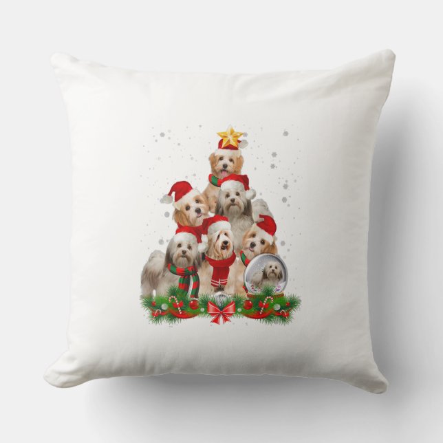 Funny Havanese Dog Christmas Tree Geschenk T - Shi Kissen (Vorderseite)