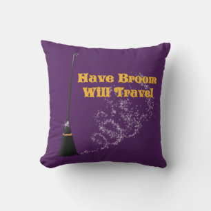 Funny have Broom wird Halloween Kissen reisen
