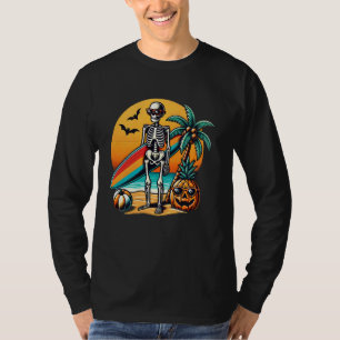 Funny Hawaii Skeleton Surfing Halloween Hawaiian M T-Shirt
