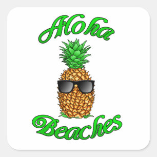 Funny Hawaiian Ananas Aloha Strände Quadratischer Aufkleber