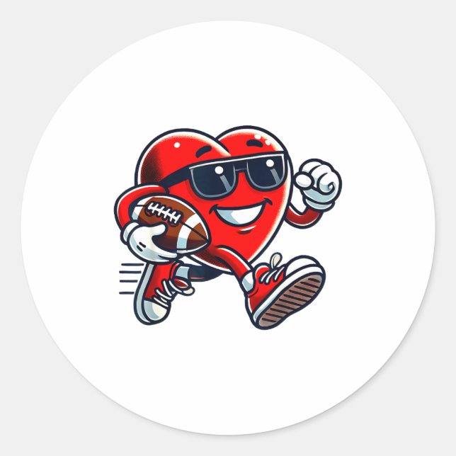 Funny Heart American Football Valentine Srts Women Runder Aufkleber (Vorderseite)