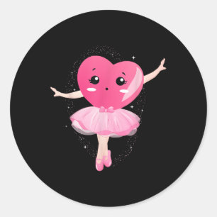 Funny Heart Ballet Tanzen Happy Valentines Day Bed Runder Aufkleber