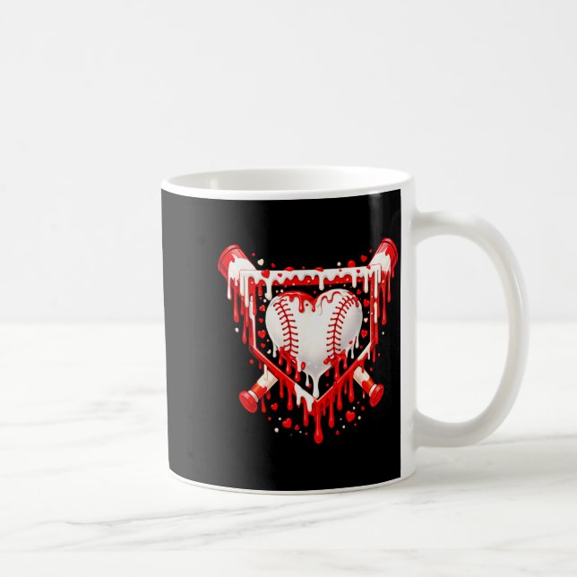 Funny Heart Baseball Drip Ice Cream Valentines Day Kaffeetasse (Rechts)