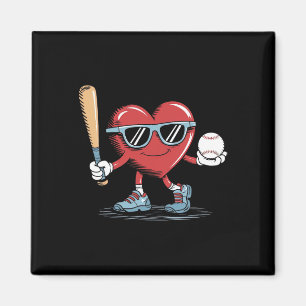 Funny Heart Baseball Player Valentinstag Kid Boy Magnet