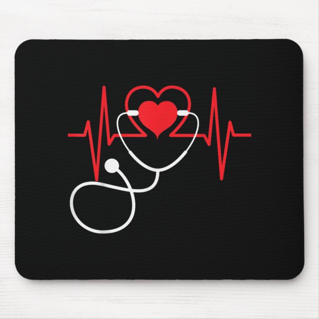 Funny Heart Beats Krankenpflege Medizin Mousepad (Vorne)
