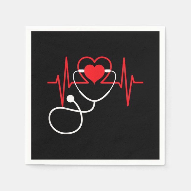 Funny Heart Beats Krankenpflege Medizin Serviette (Vorderseite)