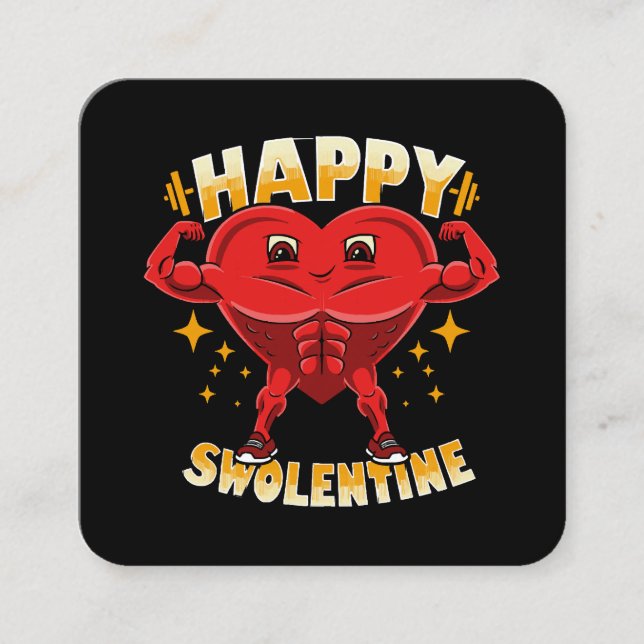 Funny Heart Gym Workout Valentine Geschenk Quadratische Visitenkarte (Vorderseite)
