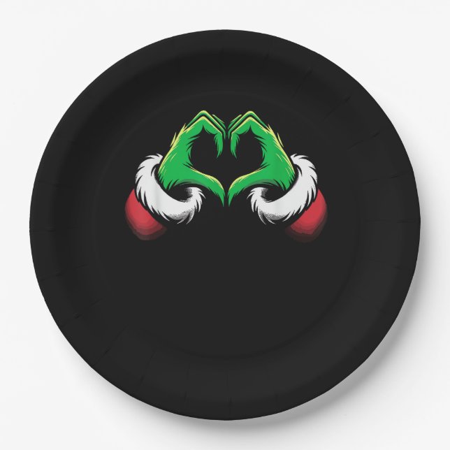 Funny Heart Hände Weihnachten Pappteller (Vorderseite)