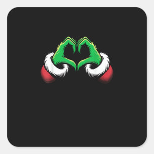 Funny Heart Hände Weihnachten Quadratischer Aufkleber