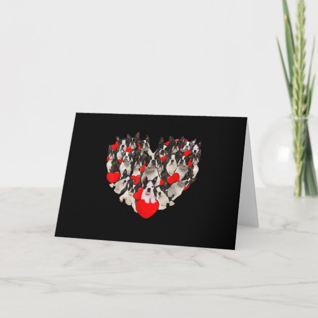 Funny Heart Love Boston Terrier Valentines Day Dankeskarte (Vorderseite)