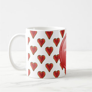 Funny Heart Muster Gold rot + Ihr Rückgrat. & Text Kaffeetasse