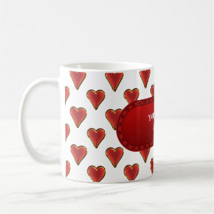 Funny Heart Muster Gold rot + Ihr Rückgrat. & Text Kaffeetasse