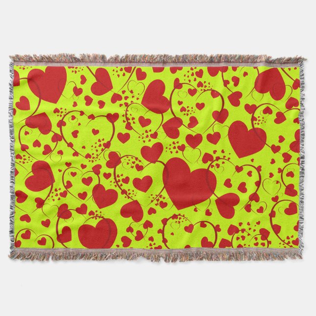 Funny Heart Muster V + Ihre Hintergrundfarbe Decke (Vorderseite)