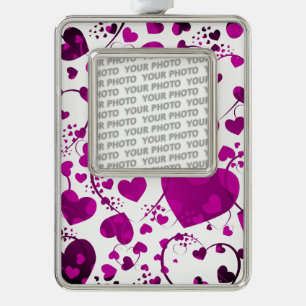 Funny Heart Muster VI + Ihr Foto Rahmen-Ornament Silber