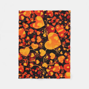 Funny Heart Pattern VIII - schwarz-gelb Fleecedecke
