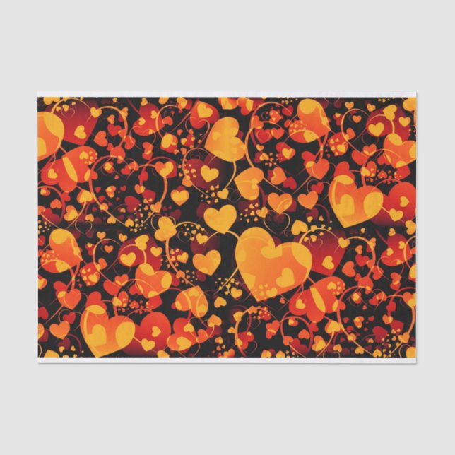 Funny Heart Pattern VIII - schwarz-gelb Seidenpapier (Vorderseite)