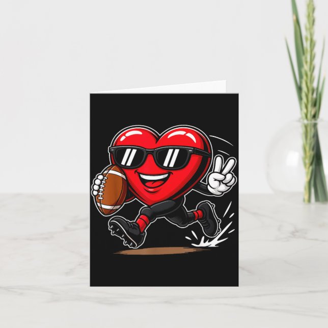 Funny Heart Playing Football Srts Lover Valentine  Karte (Vorderseite)