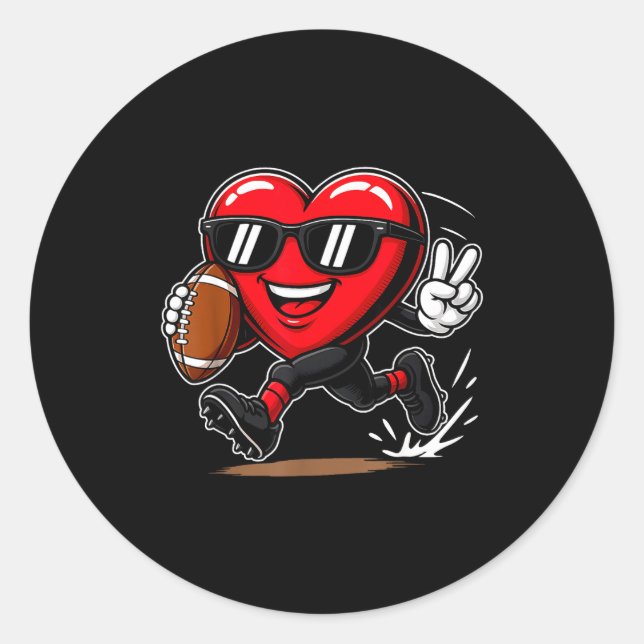 Funny Heart Playing Football Srts Lover Valentine  Runder Aufkleber (Vorderseite)