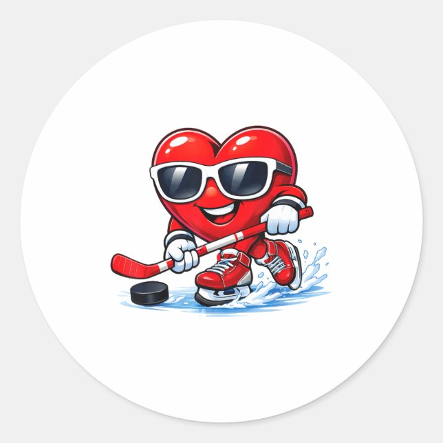Funny Heart Playing Hockey Apparel  Runder Aufkleber (Vorderseite)
