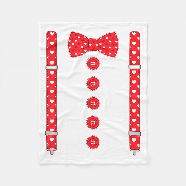 Funny Hearts Bow Tie Suspenders Valentine's Day Co Fleecedecke (Vorderseite)