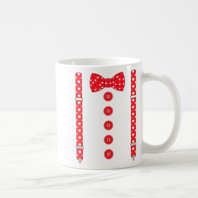 Funny Hearts Bow Tie Suspenders Valentine's Day Co Kaffeetasse (Rechts)