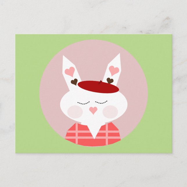 Funny Hearts Bunny Postcard Postkarte (Vorderseite)