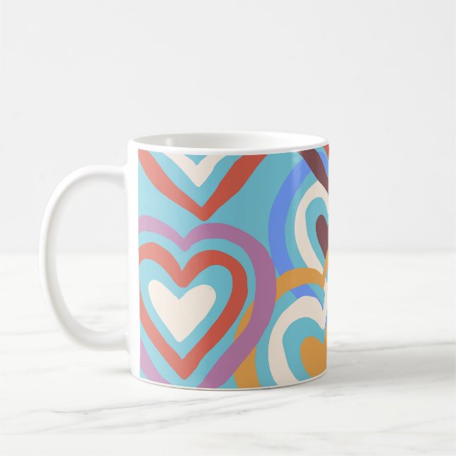 Funny Hearts: Nahtlose Textur Muster. Kaffeetasse (Links)