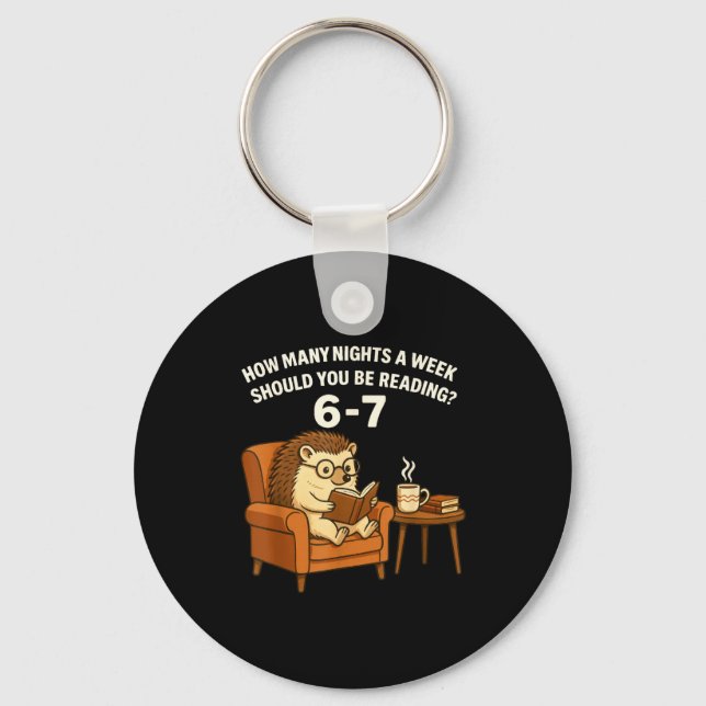 Funny Hedgehog Reading Book 67 Six Seven Meme  Schlüsselanhänger (Vorderseite)