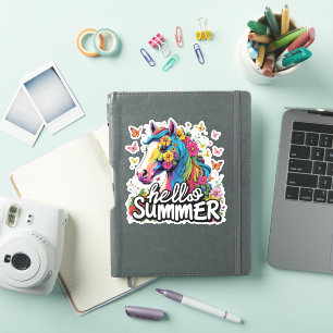 Funny Hello Summer Horse Aufkleber