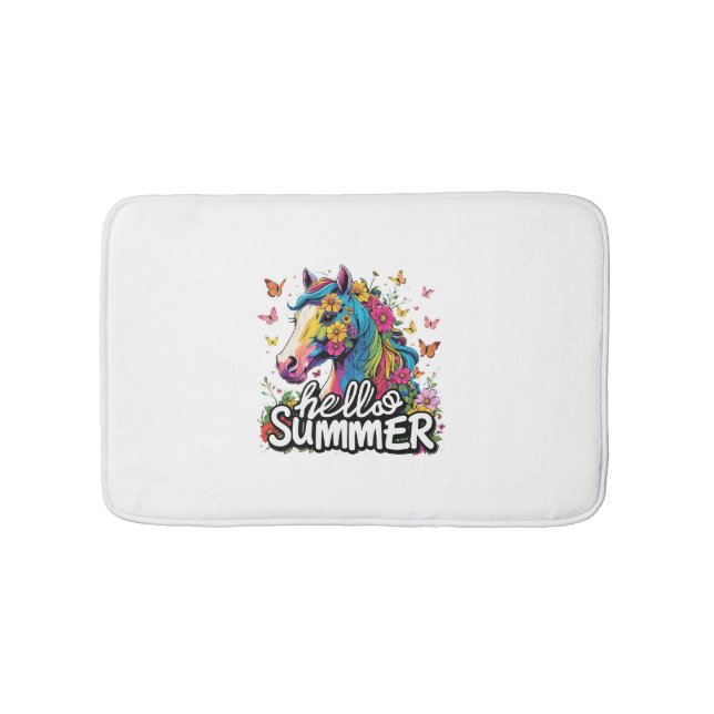 Funny Hello Summer Horse Badematte (Vorderseite)