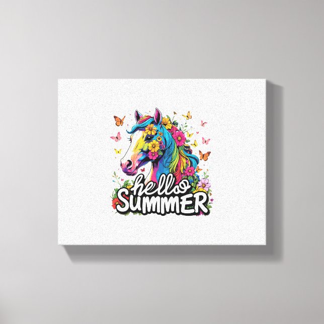 Funny Hello Summer Horse Leinwanddruck (Vorderseite)