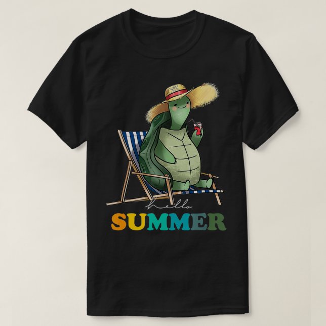 Funny Hello Summer Turtle Summertime Beach  T-Shirt (Design vorne)