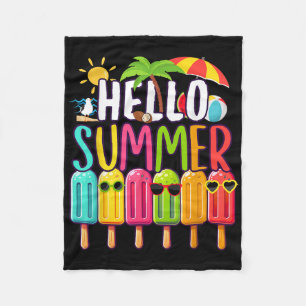 Funny Hello Summer Vacacation Popsicle Ice Lolly I Fleecedecke
